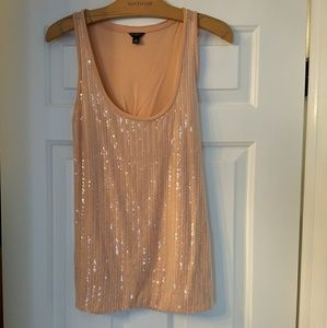 Ann Taylor Very Rare, Pink Sequin Scoop Neck Tank